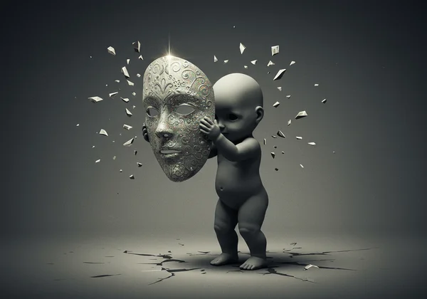 Child creating a false self shield due to early trauma.