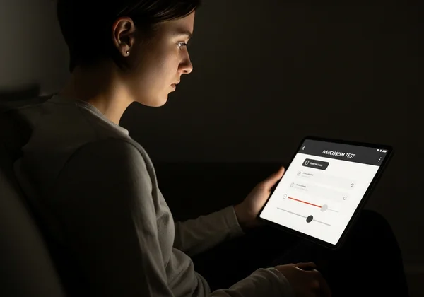 一个人在反思,进行在线自恋测试