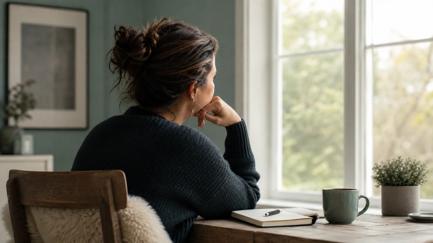 Quiet reflection at a window